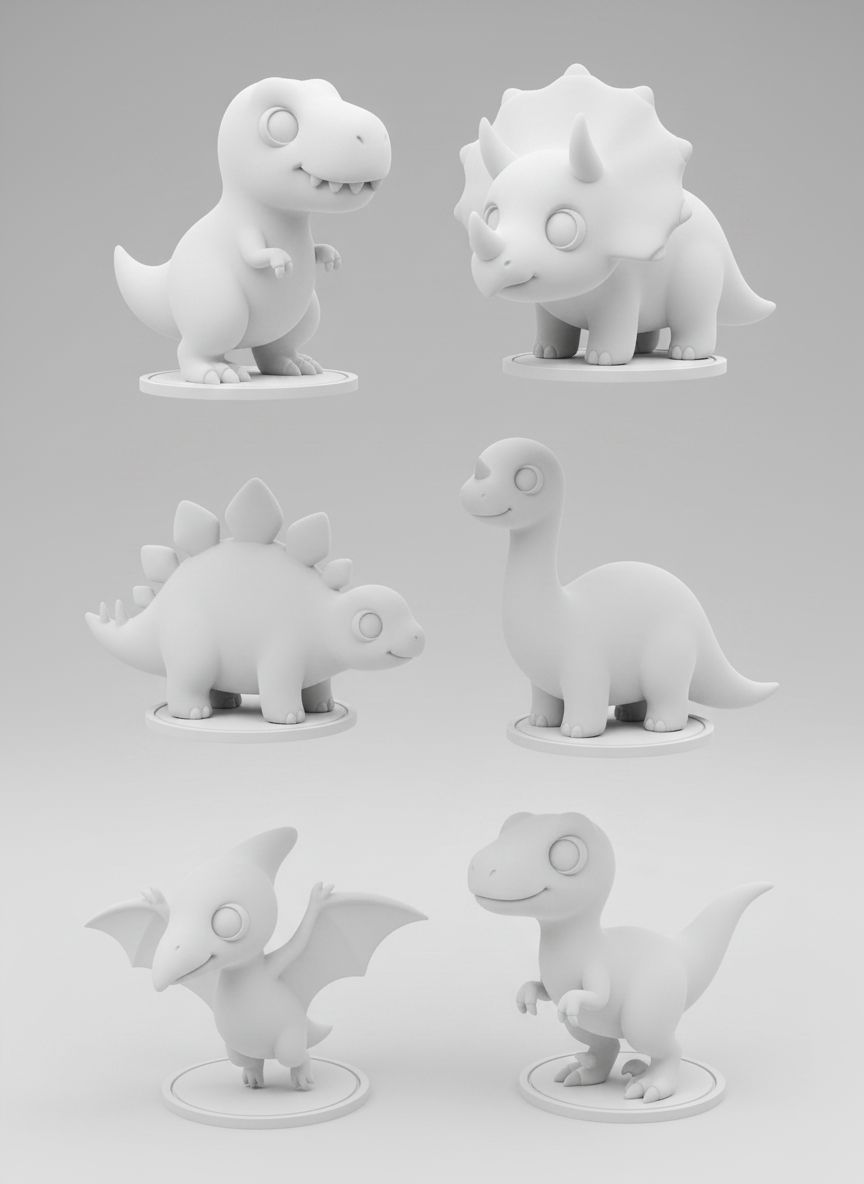 Cartoon Dinosaur Figurines free 3D printable STL
