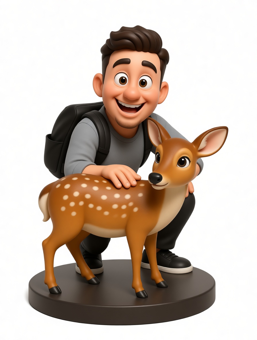 Young Man with Deer Figurine free 3D printable STL