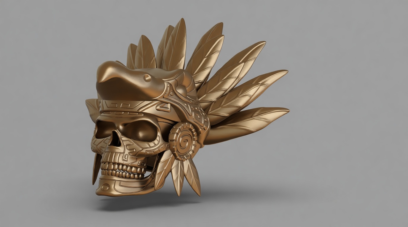 Aztec Skull Headdress Sculpture free 3D printable STL