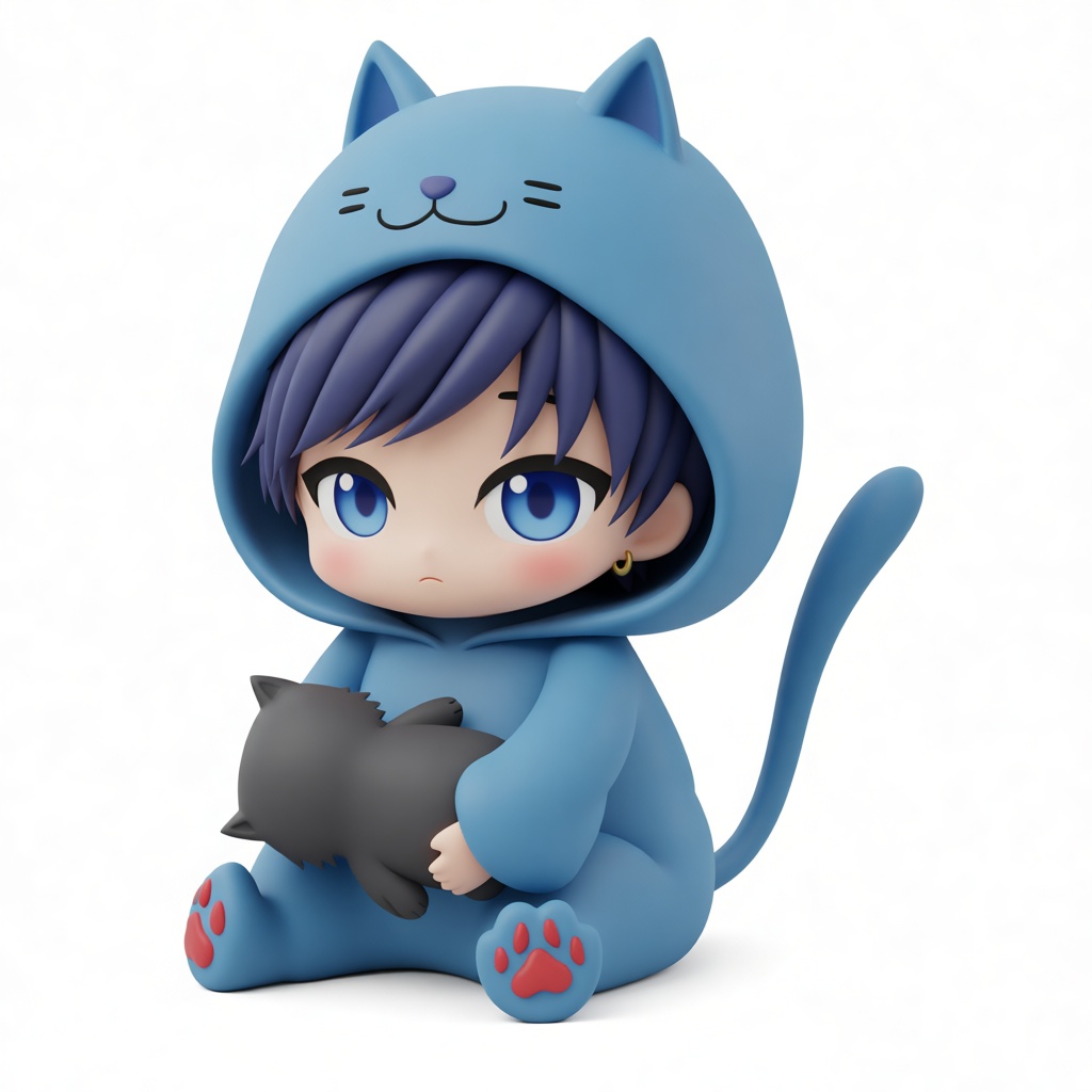 Chibi Boy Cat Pajamas Figurine free 3D printable STL