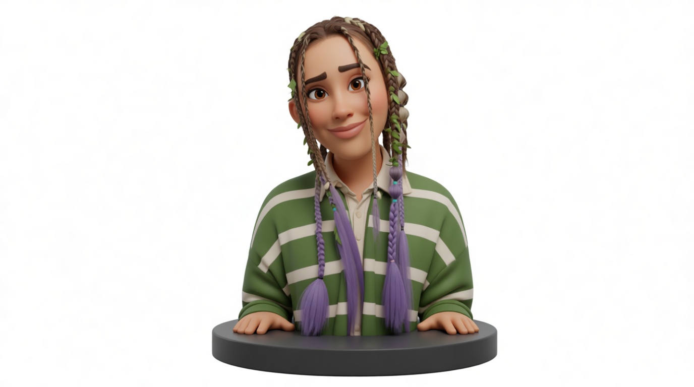 Twisted Braids Bust free 3D printable STL