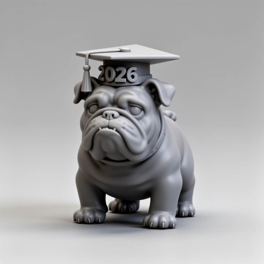 Bulldog Graduation Figurine free 3D printable STL