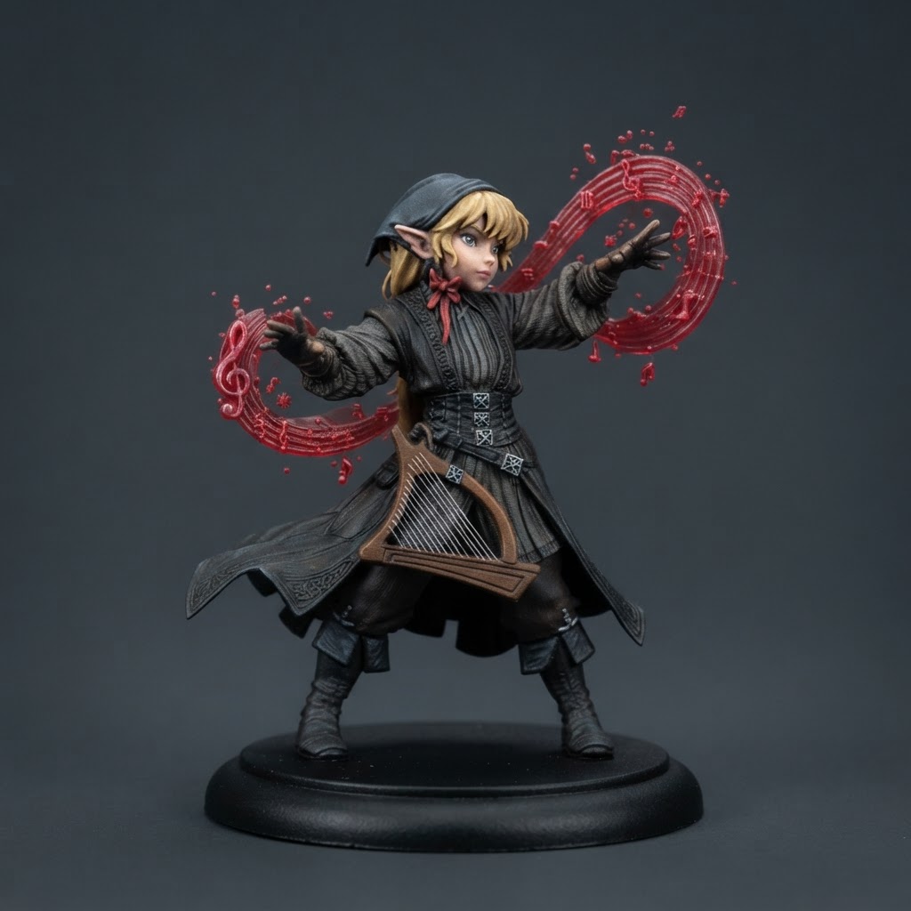 Elf Bard Miniature free 3D printable STL
