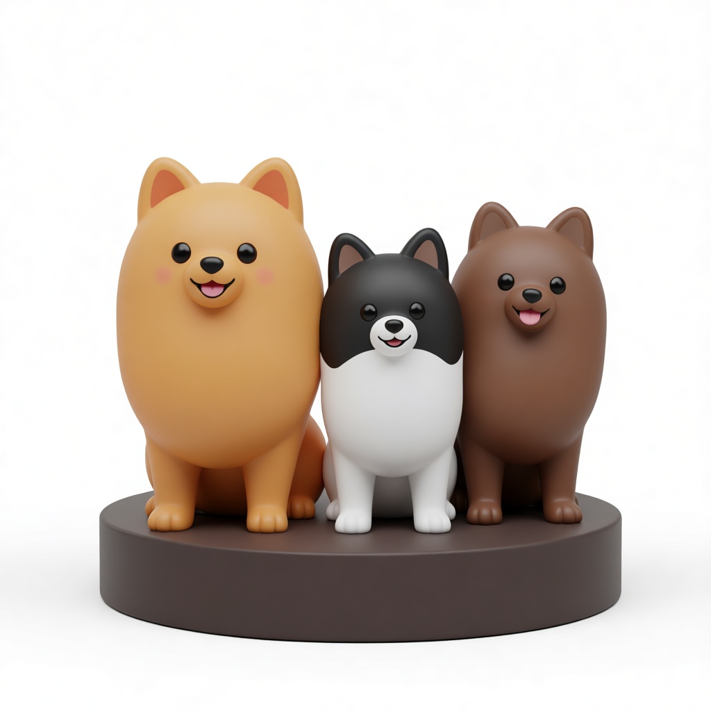 Pomeranian Dog Figurines free 3D printable STL