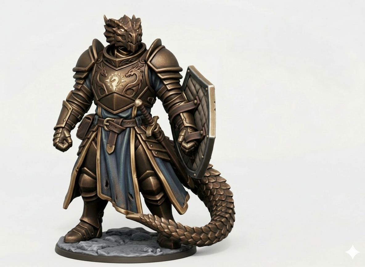 Dragonborn Paladin Figurine free 3D printable STL