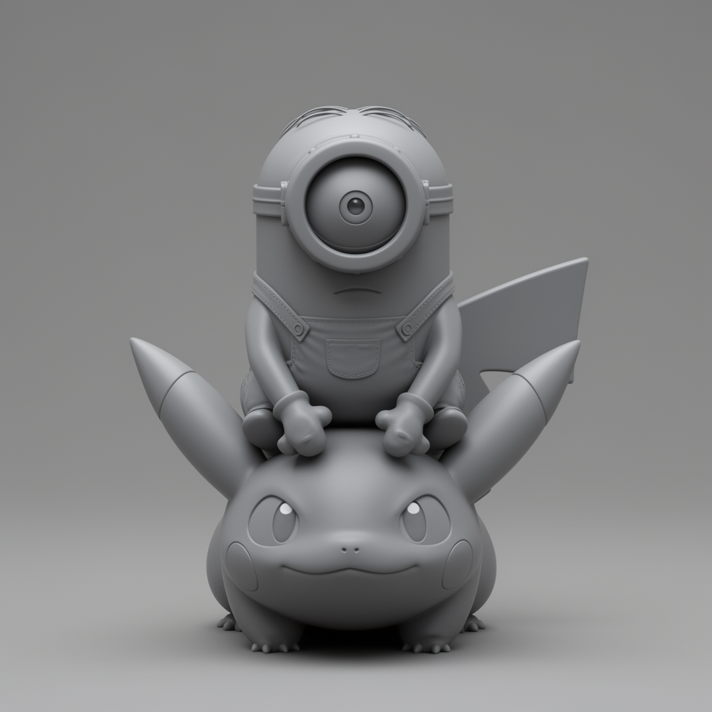 Minion Riding Pikachu Figurine free 3D printable STL