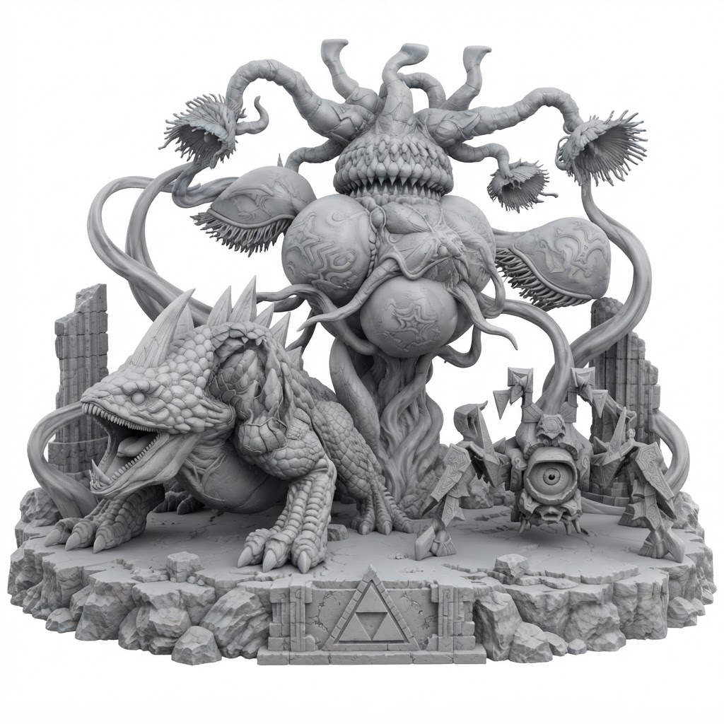Guardian Beast Trio Statue free 3D printable STL
