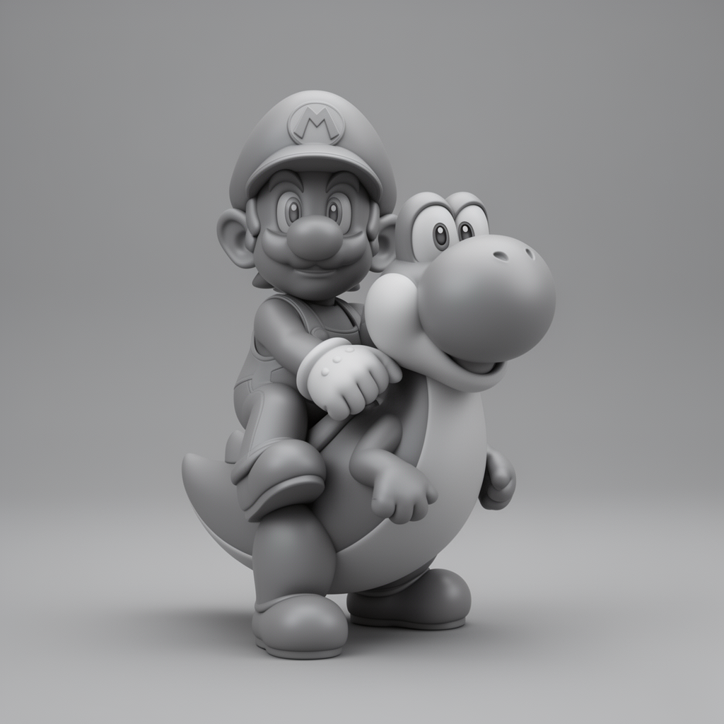 Super Mario Riding Yoshi Figurine free 3D printable STL