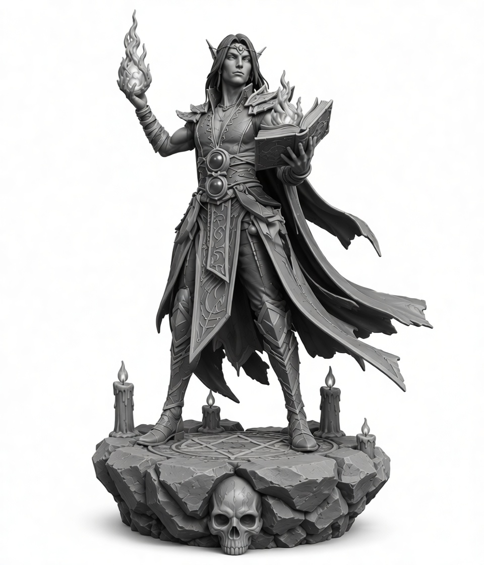 Elven Mage Figurine free 3D printable STL
