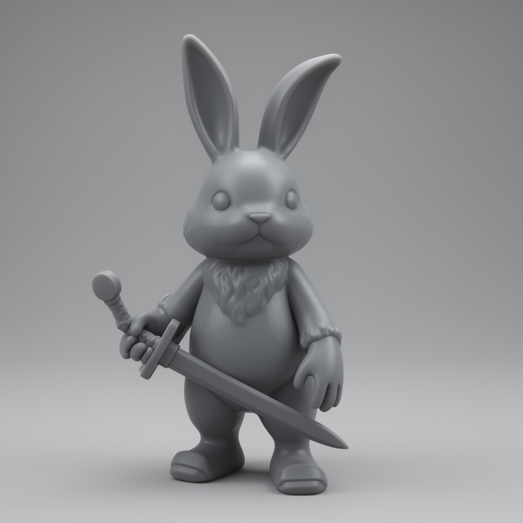 Sword-Wielding Bunny Figurine free 3D printable STL