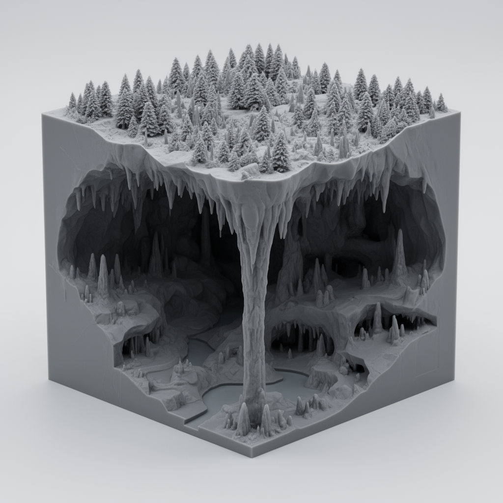 Karst Cave Cube Model free 3D printable STL