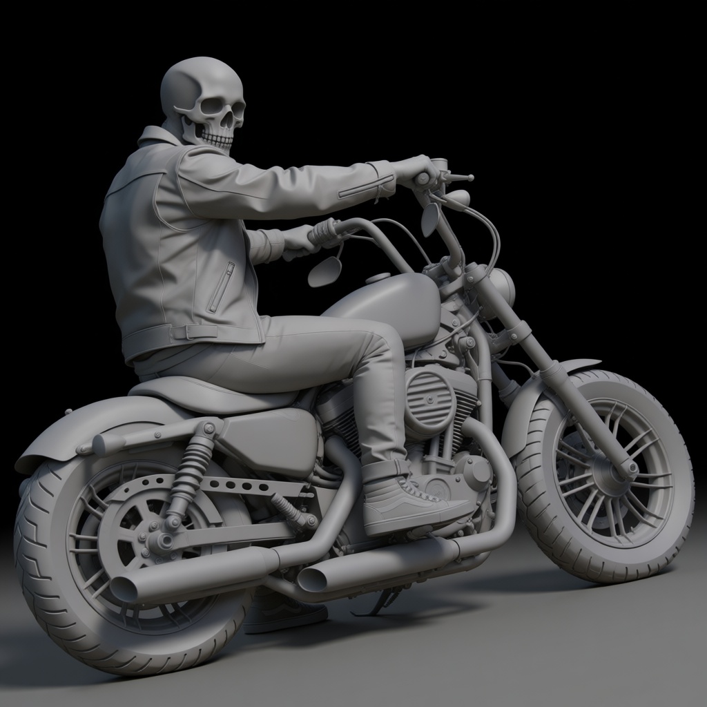 Skeleton Biker Figurine free 3D printable STL
