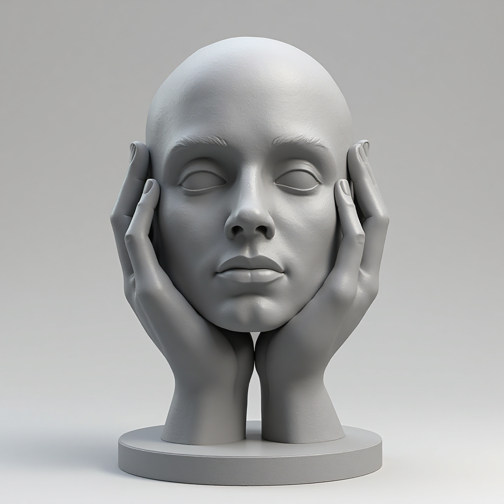 Half Human Head Sculpture free 3D printable STL