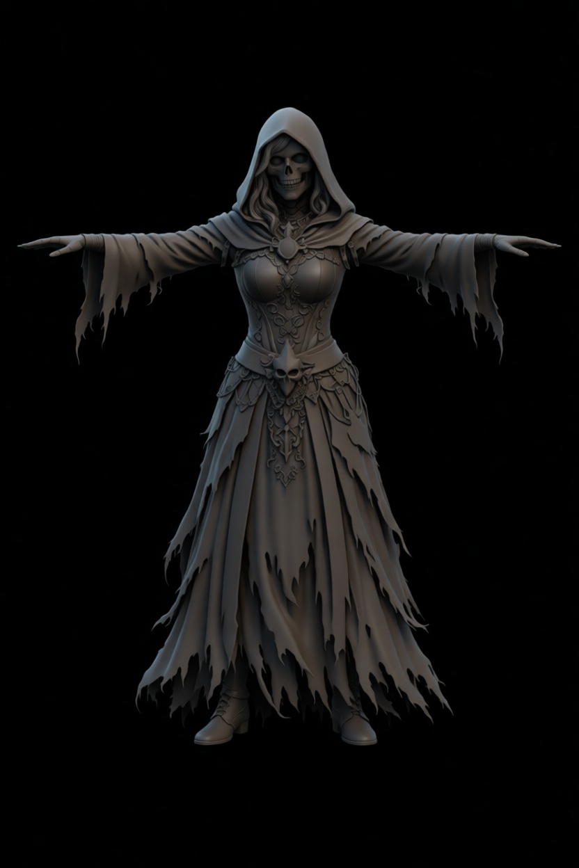 Skeletal Witch Figurine free 3D printable STL