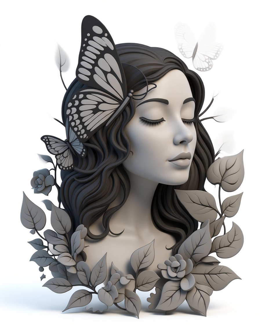 Butterfly Woman Bust free 3D printable STL