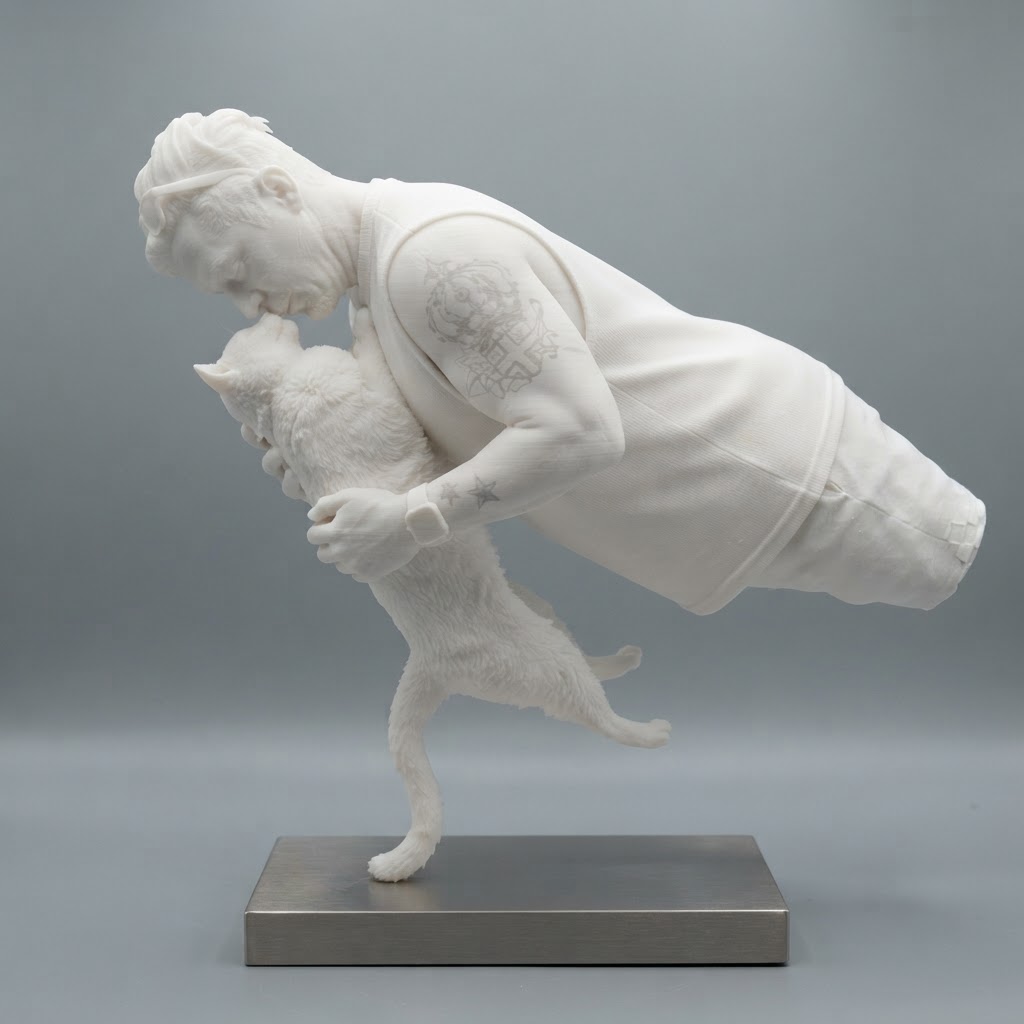 Man and Cat Sculpture free 3D printable STL
