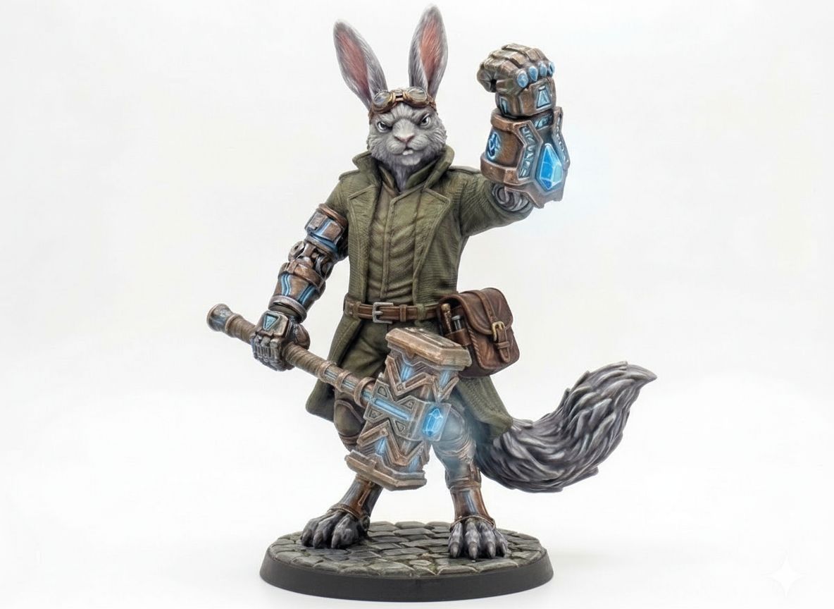 Steampunk Rabbit Warrior Figurine free 3D printable STL