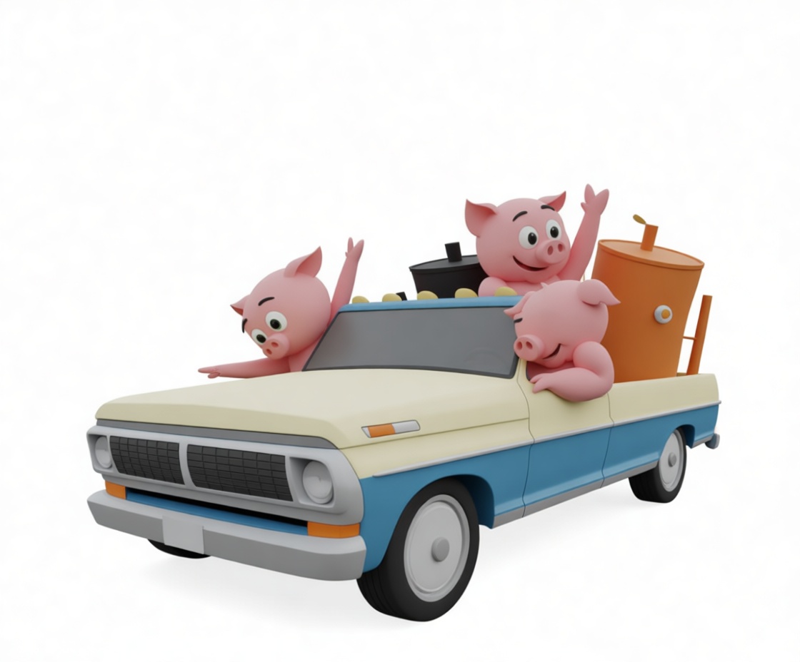 Three Pigs Pickup Figurine free 3D printable STL