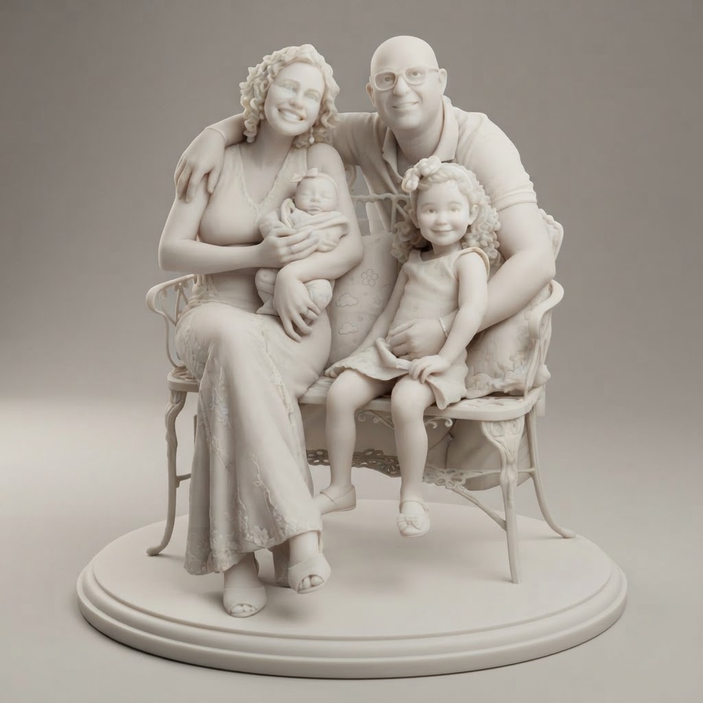 Family Bench Sculpture free 3D printable STL