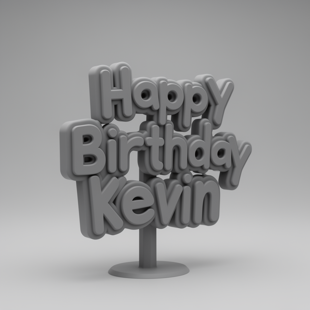 Happy Birthday Kevin Sign free 3D printable STL