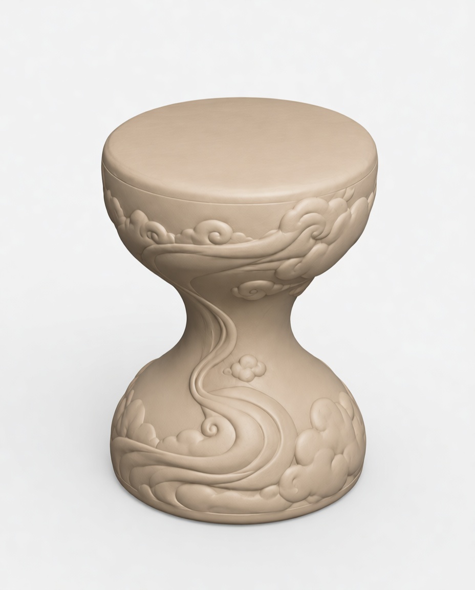 Cloud Pattern Drum Stool free 3D printable STL