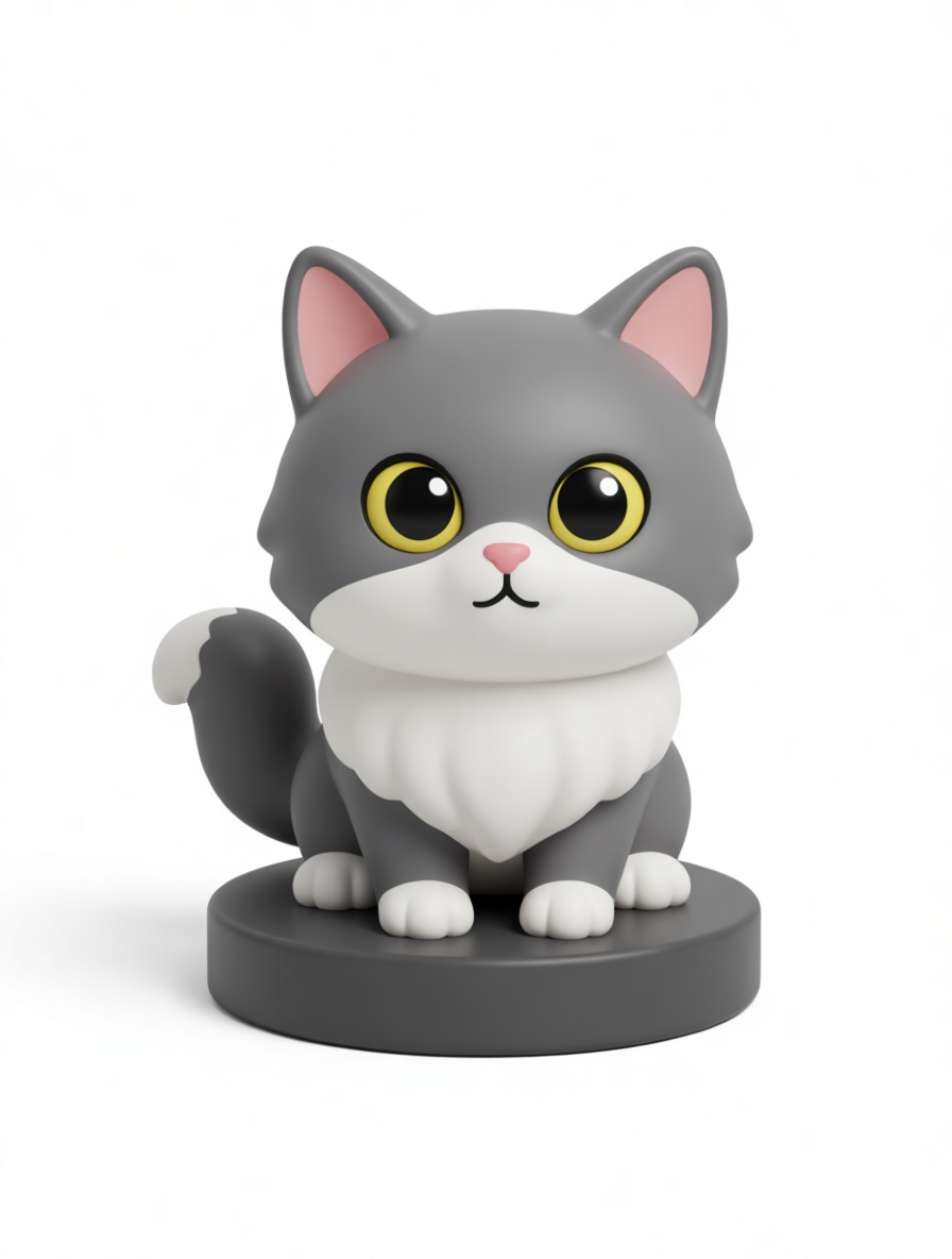 Grey Tuxedo Cat Figurine free 3D printable STL