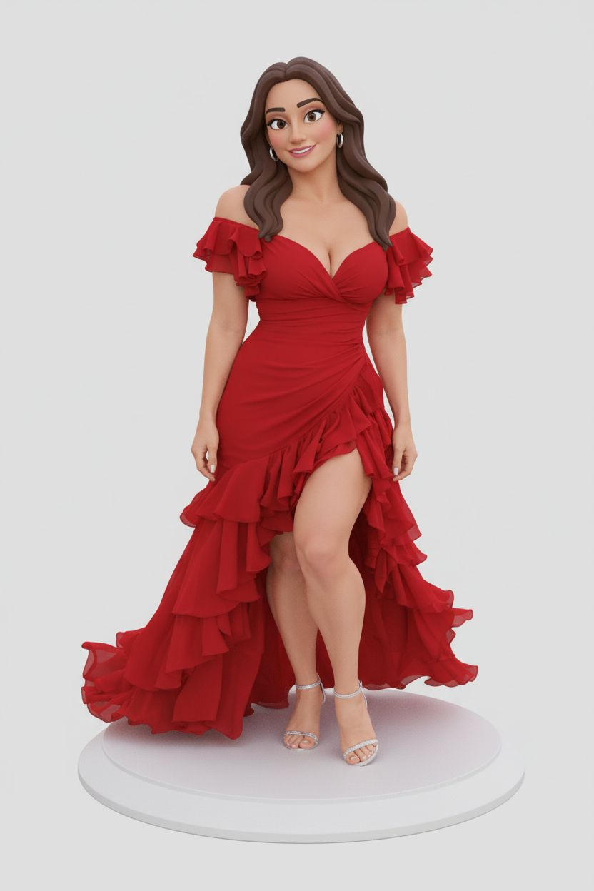 Woman in Red Dress Figurine free 3D printable STL