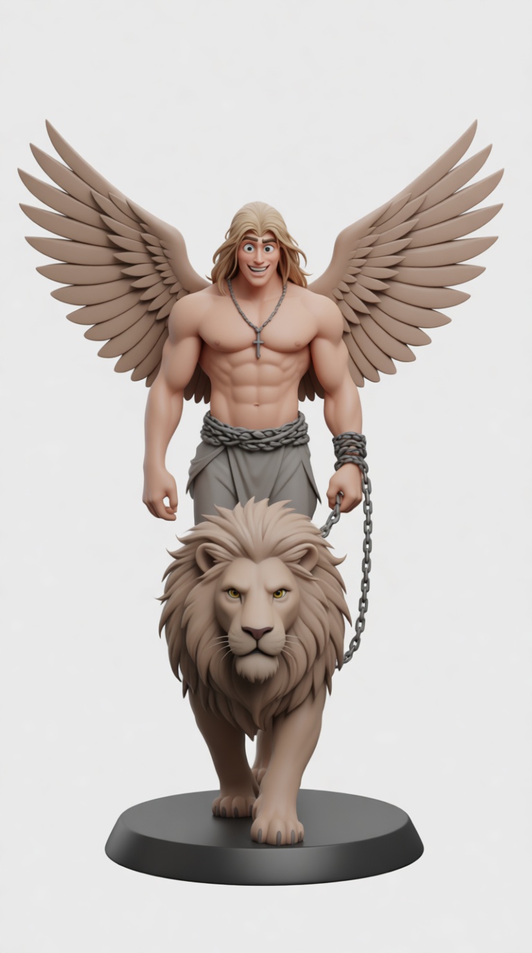 Angel with Lion Figurine free 3D printable STL