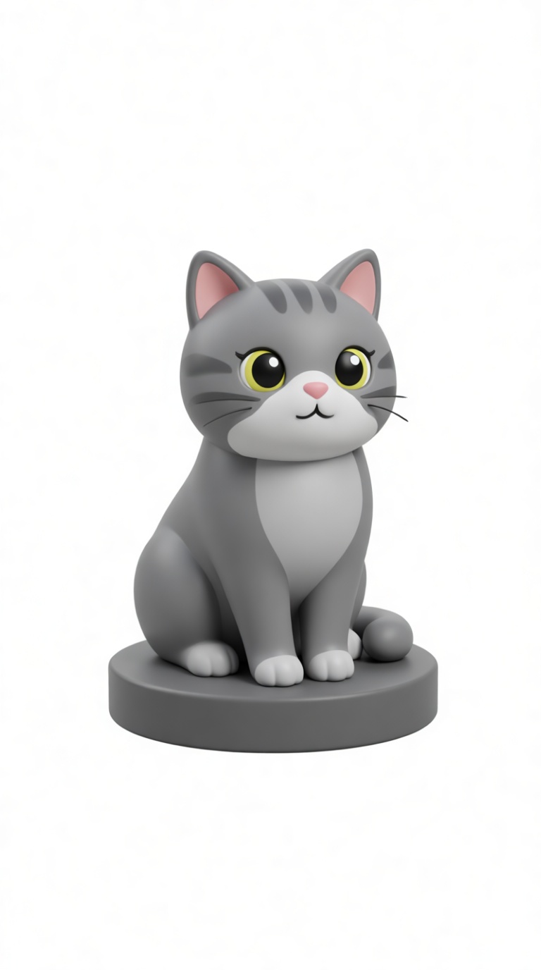 Gray Tabby Cat Figurine free 3D printable STL