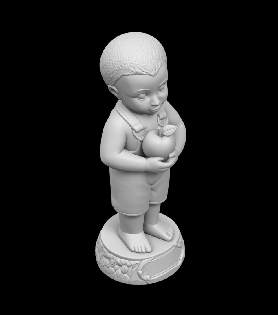 Boy with Apple Figurine free 3D printable STL