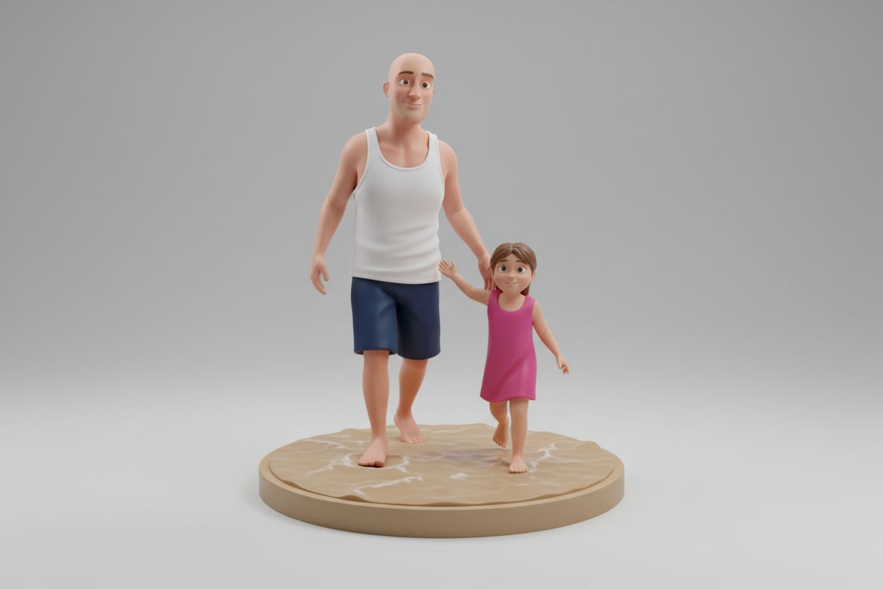 Father and Daughter Figurine free 3D printable STL