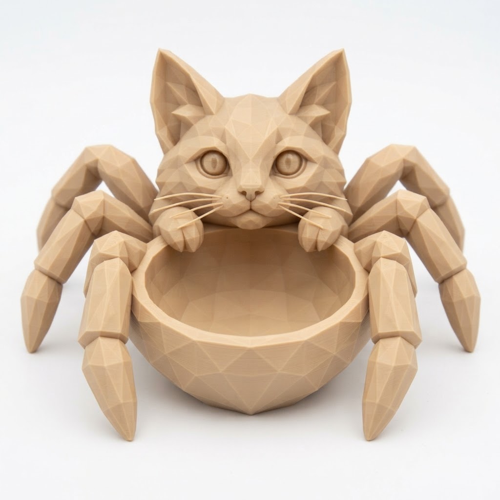 Cat Spider Bowl Figurine free 3D printable STL