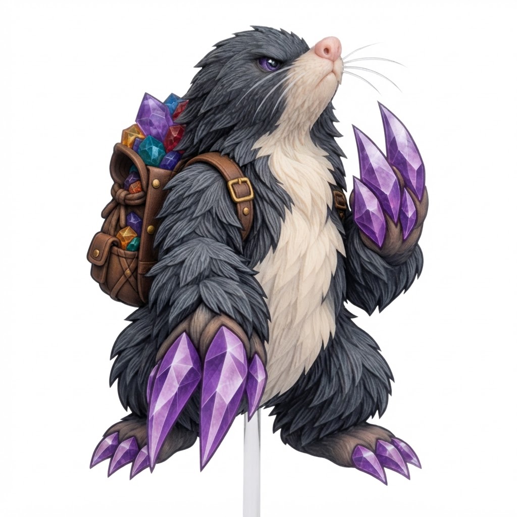 Crystal-Clawed Mole Figurine free 3D printable STL