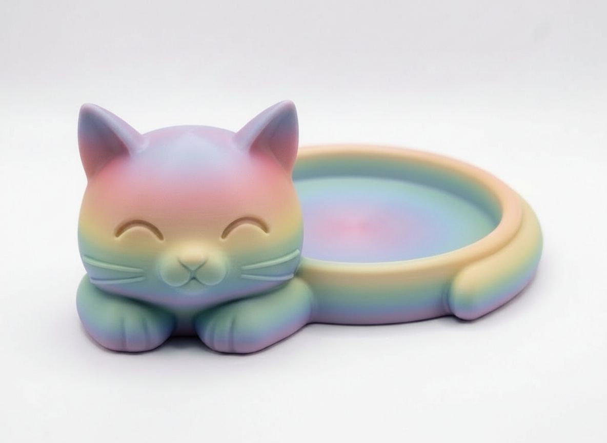 Sleeping Cat Trinket Dish free 3D printable STL