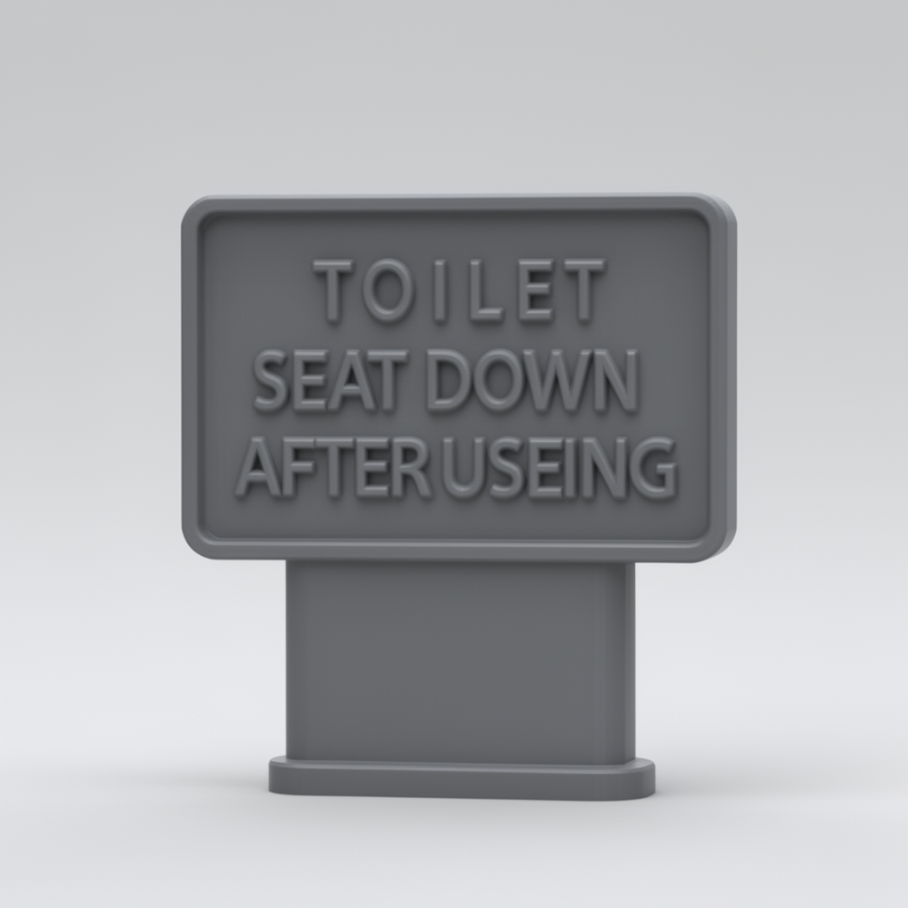 Toilet Seat Down Sign free 3D printable STL