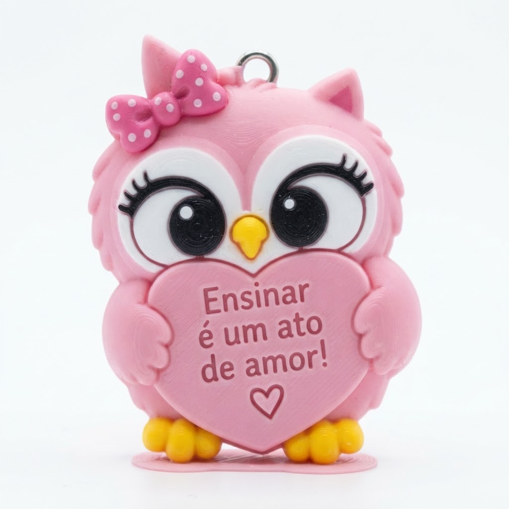 Pink Owl Keychain Figurine free 3D printable STL