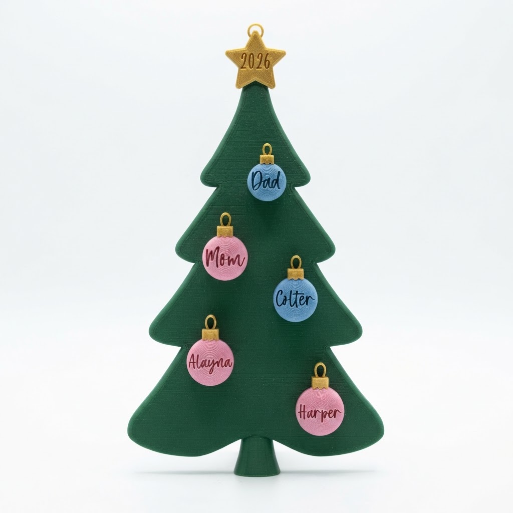 Personalized Christmas Tree Figurine free 3D printable STL