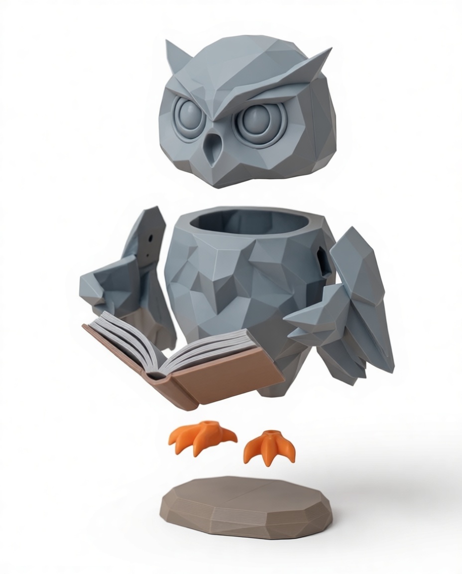 Low-Poly Owl Figurine free 3D printable STL