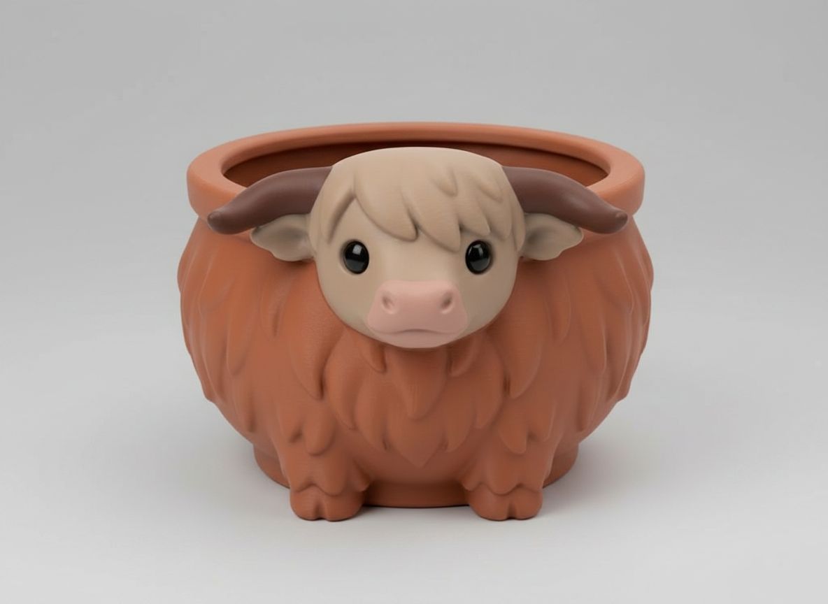 Highland Cow Planter free 3D printable STL