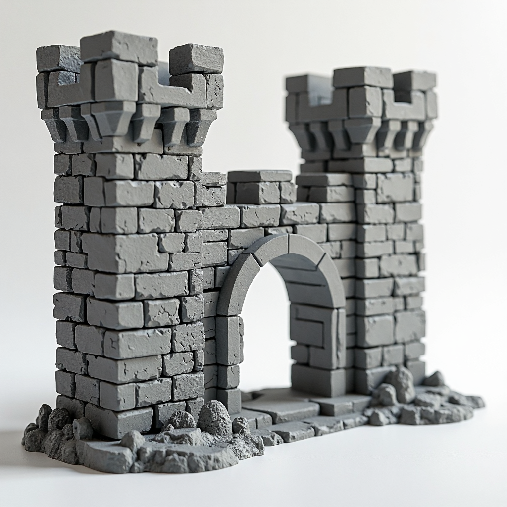 Ruin Castle Brick Wall free 3D printable STL