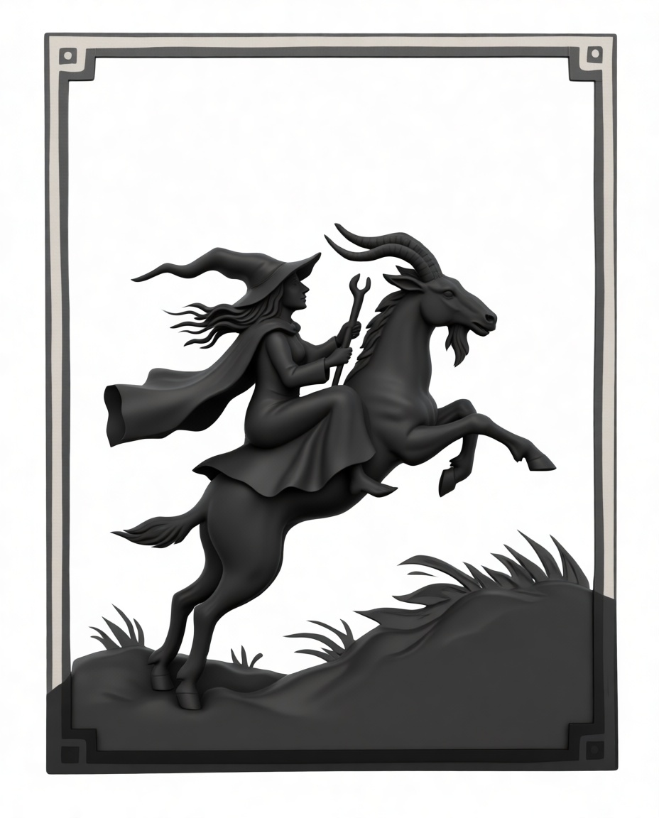 Witch on Goat Relief free 3D printable STL