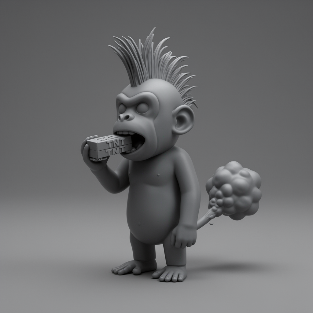 Mohawk Monkey Figurine free 3D printable STL