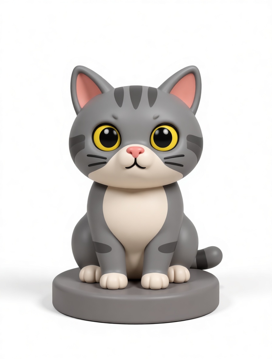 Gray Tabby Cat Figurine free 3D printable STL