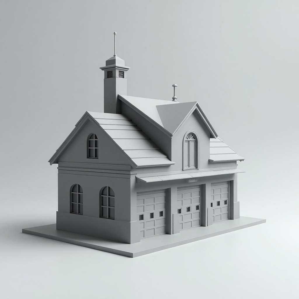 Two-Story Fire Station Model free 3D printable STL
