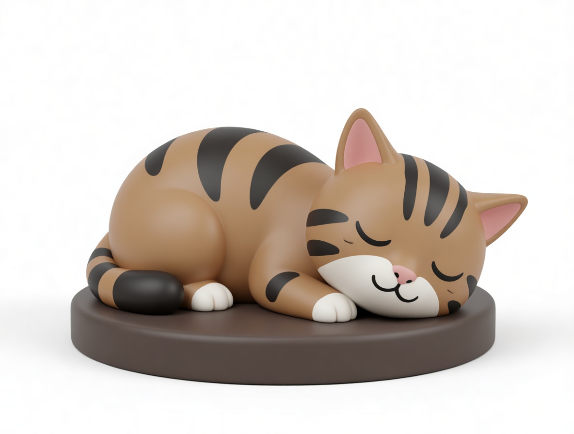 Sleeping Tabby Cat Figurine free 3D printable STL