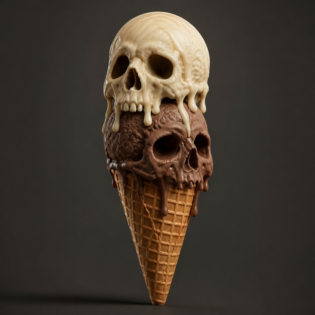Skull Ice Cream Cone Sculpture free 3D printable STL