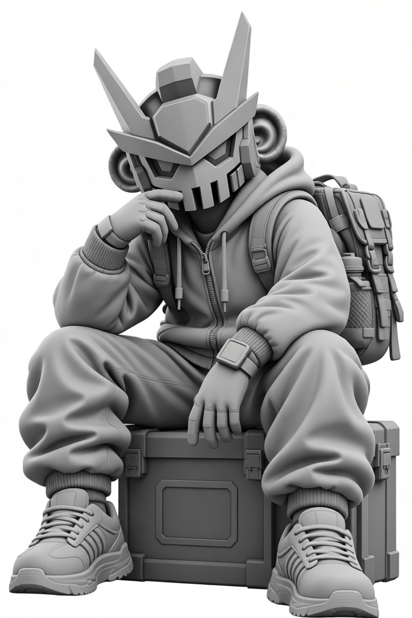 Urban Mecha Hoodie Figurine free 3D printable STL