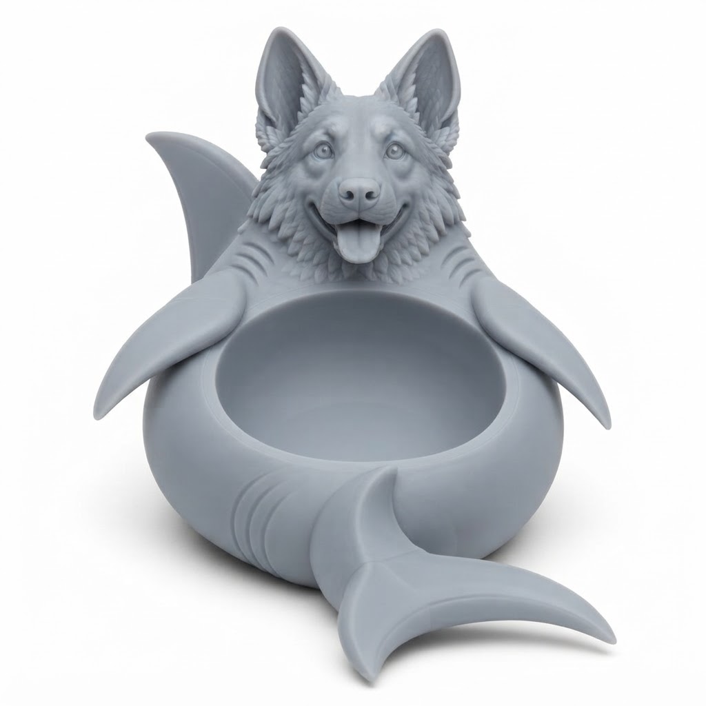 German Shepherd Shark Bowl free 3D printable STL