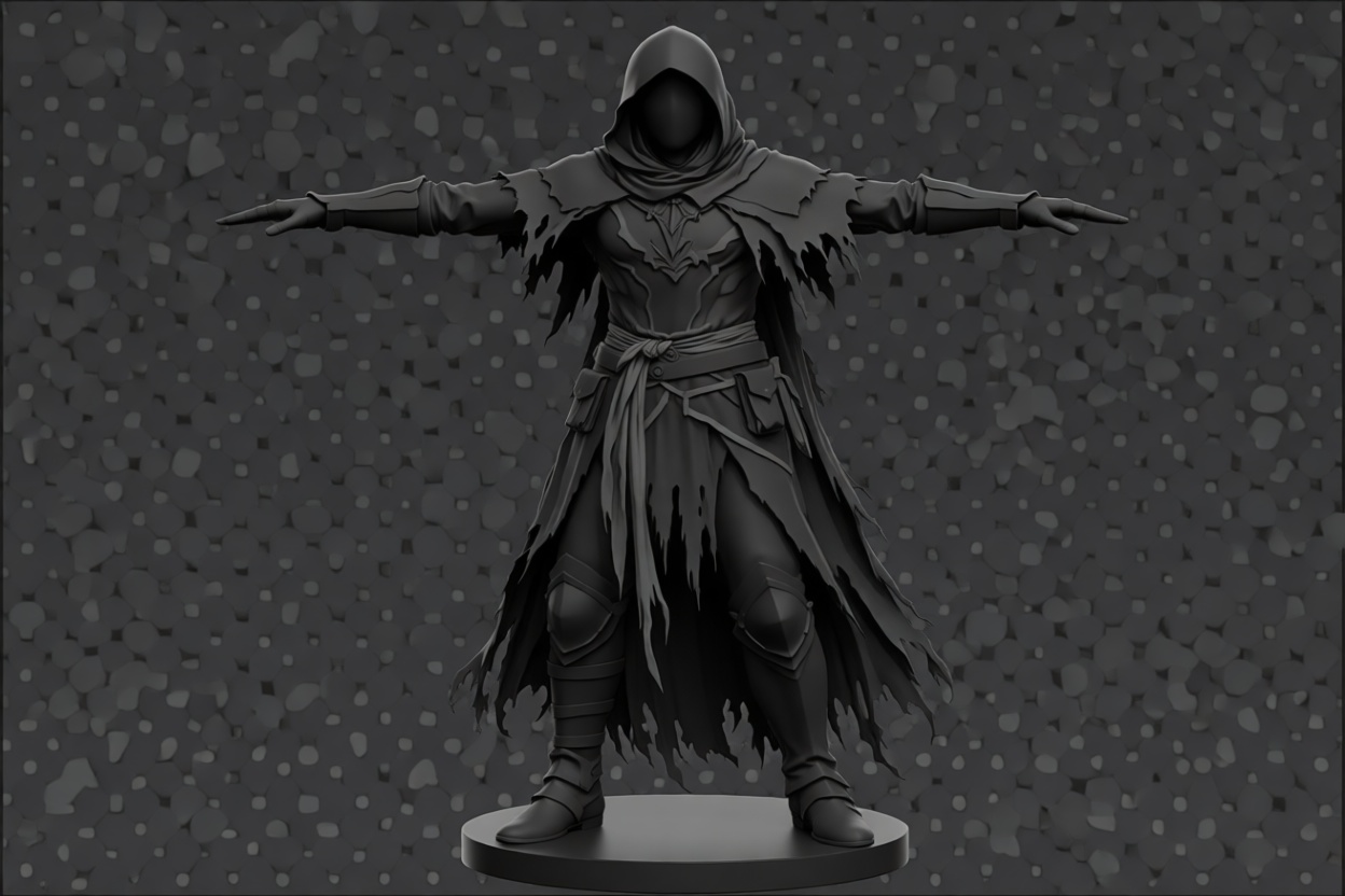 Dark Hooded Assassin Figurine free 3D printable STL