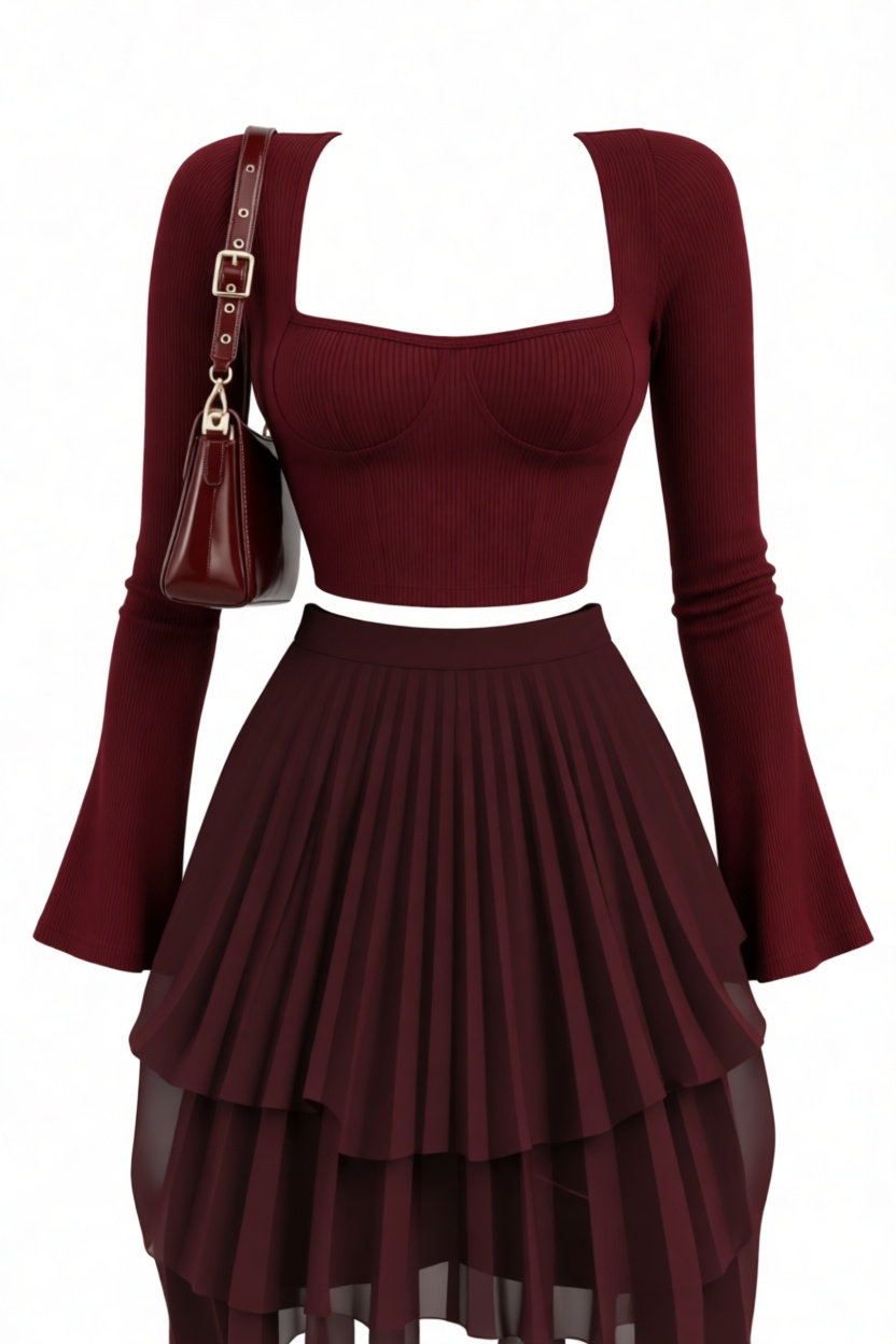Burgundy Pleated Dress Set free 3D printable STL
